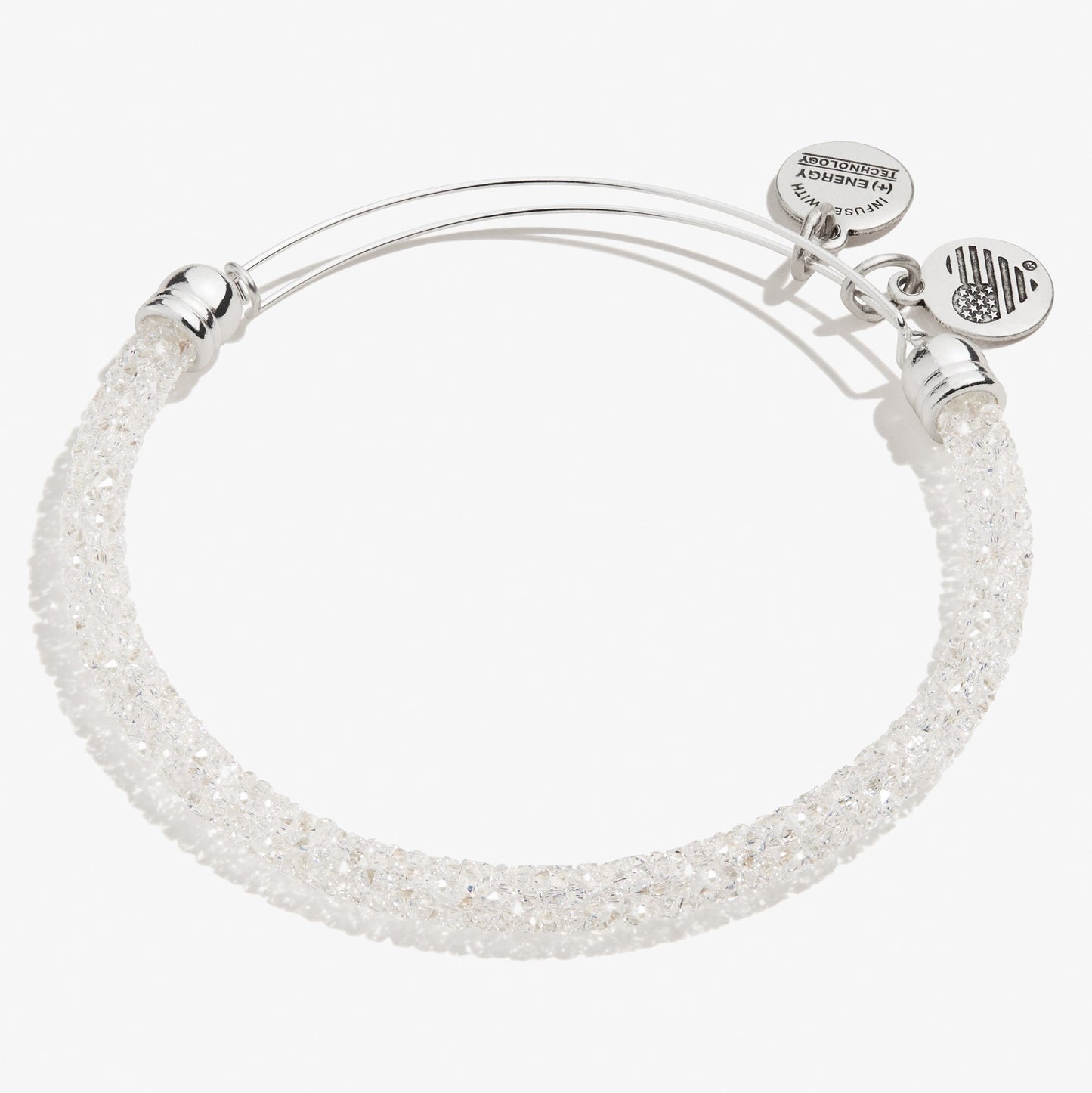 Crystal Fine Rocks Beaded Bangle, Clear