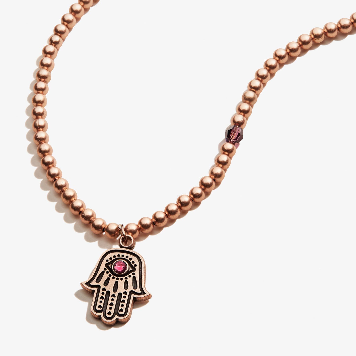 Hamsa Crystal Charm Beaded Necklace