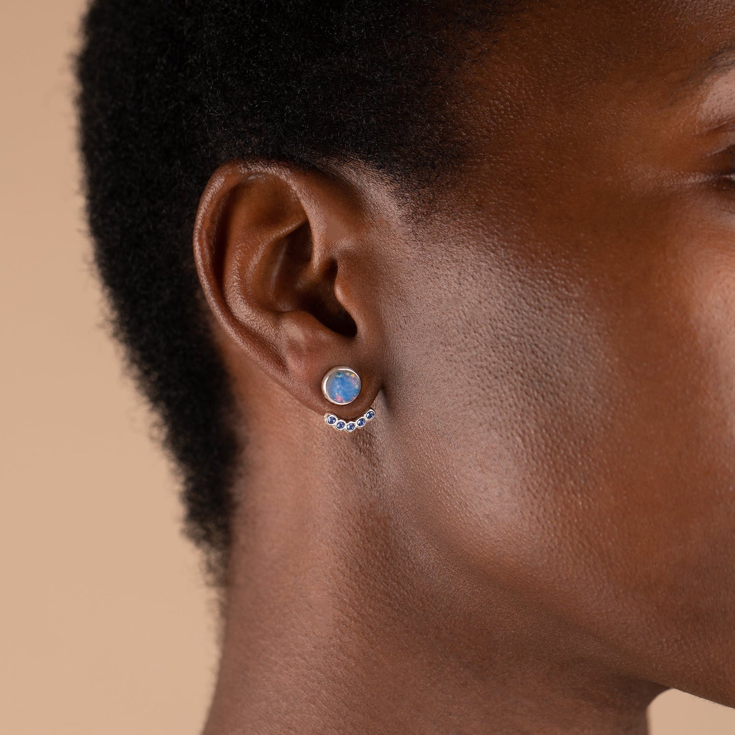 Sapphire Crystal Hoop + Moon Stud Earrings Gift Set