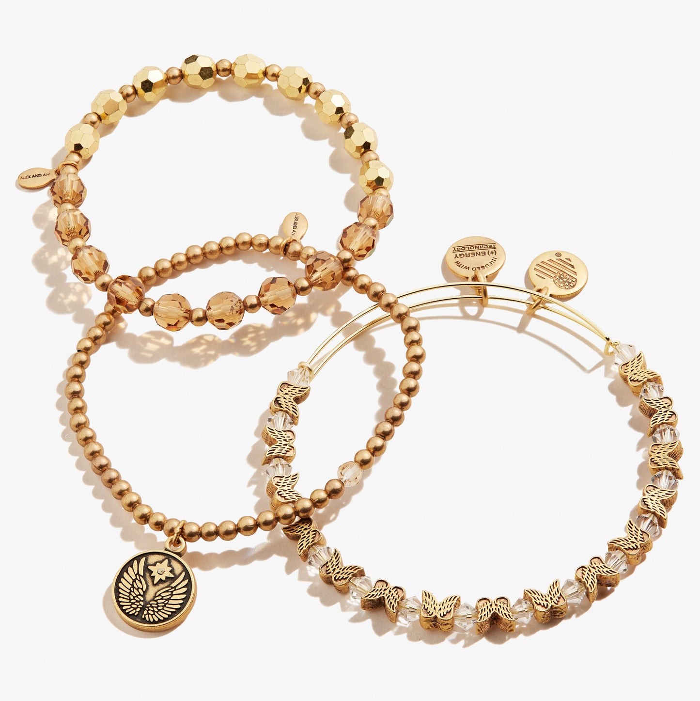 Guardian Angel Crystal Stretch Bracelets, Set of 3