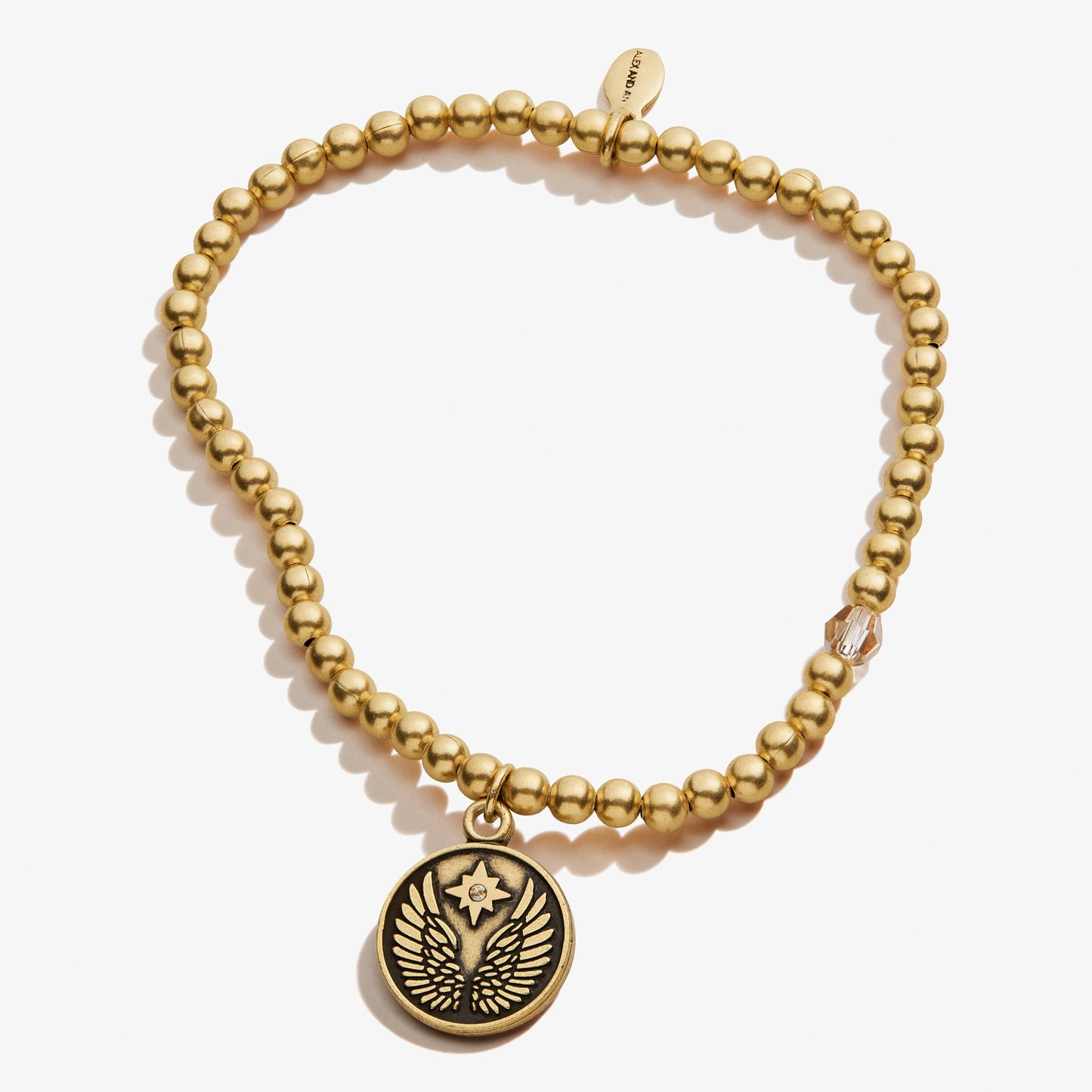 Guardian Angel Crystal Charm Beaded Stretch Bracelet