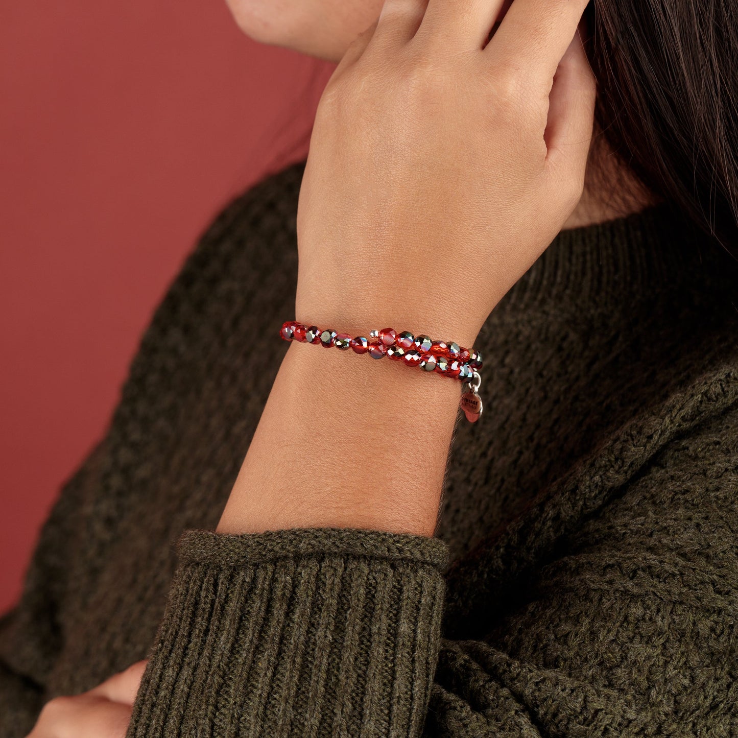 Glam Wrap Bracelet, Ruby