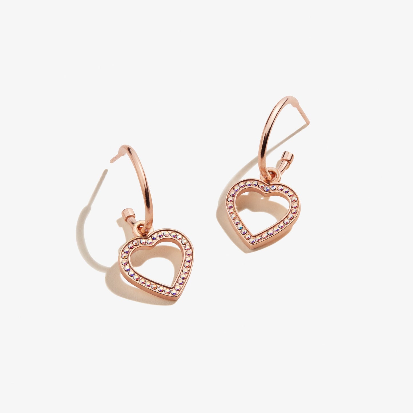 Pavé Heart Huggie Hoop Earrings