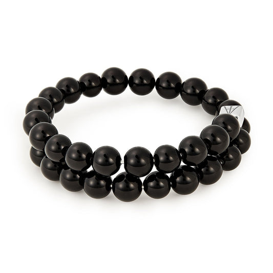 Onyx Gemstone Beaded Wrap Bracelet, Men's