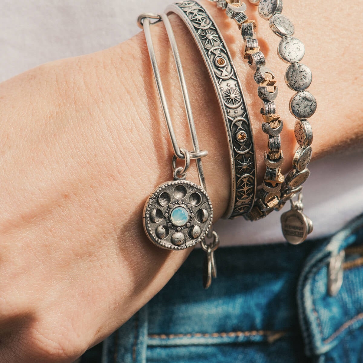Moon Phase Charm Bangle