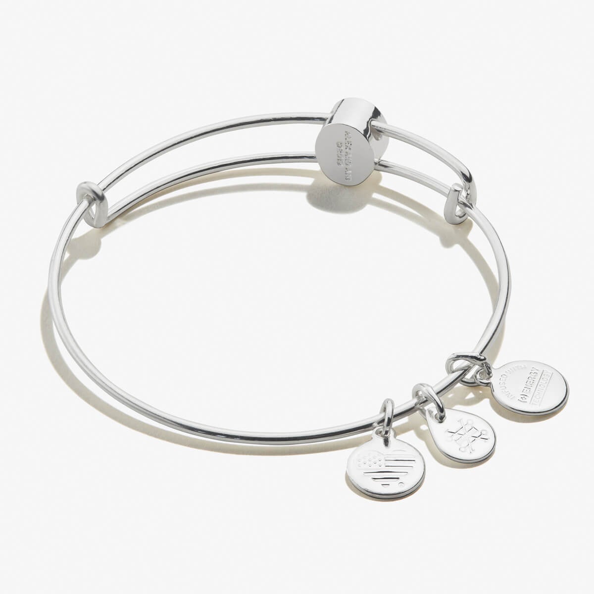 Pavé Cross Bead Charm Bangle