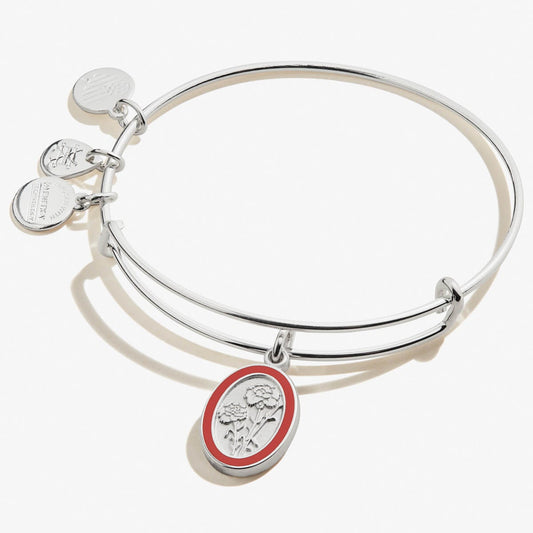 January Carnation Flower Charm Bangle
