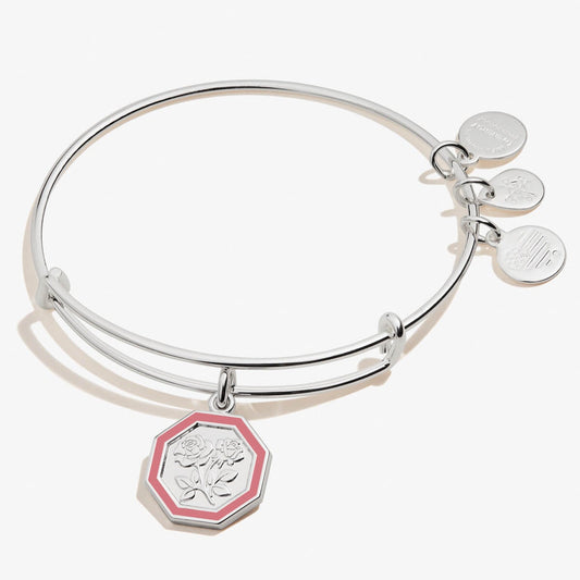 June Rose Flower Charm Bangle