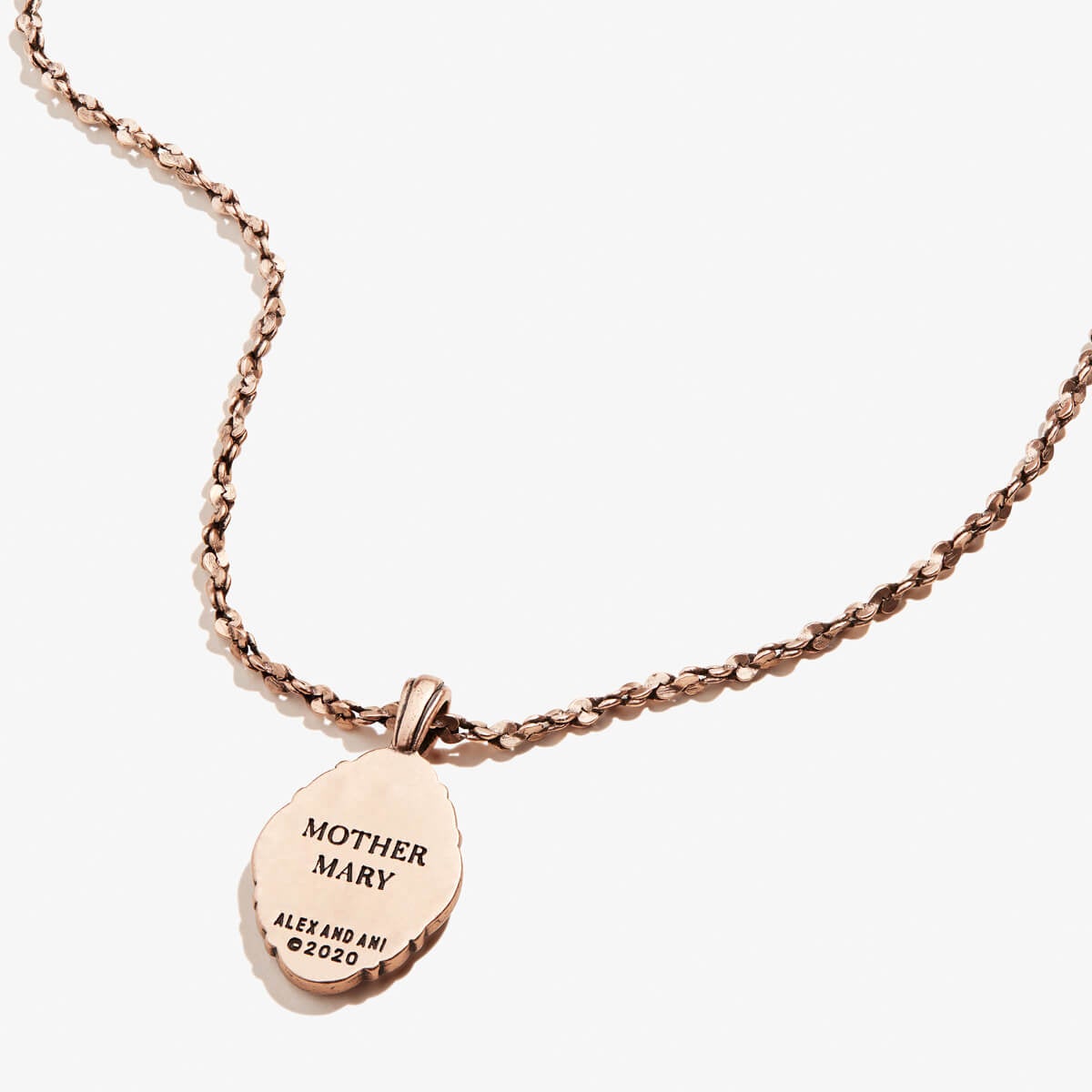 Rose Quartz Gemstone + Mother Mary Duo Charm Necklace