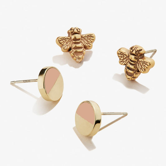 Honey Bee Stud Earrings, Set of 2