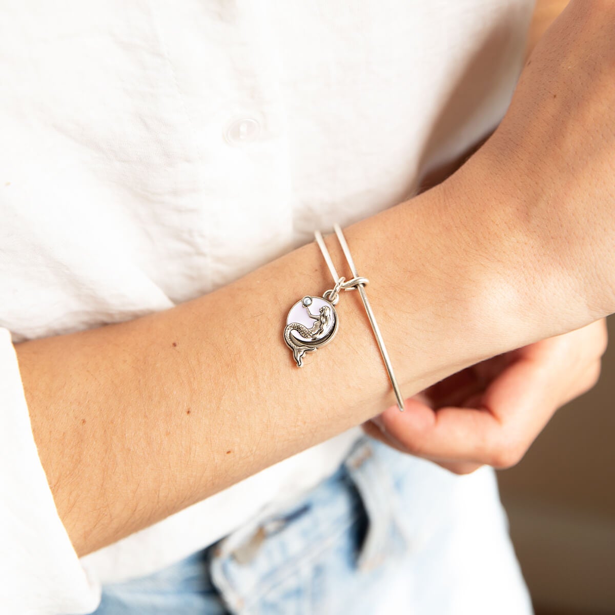 Mermaid Crystal Charm Bangle