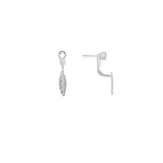 Feather + Crystal Drop Earrings