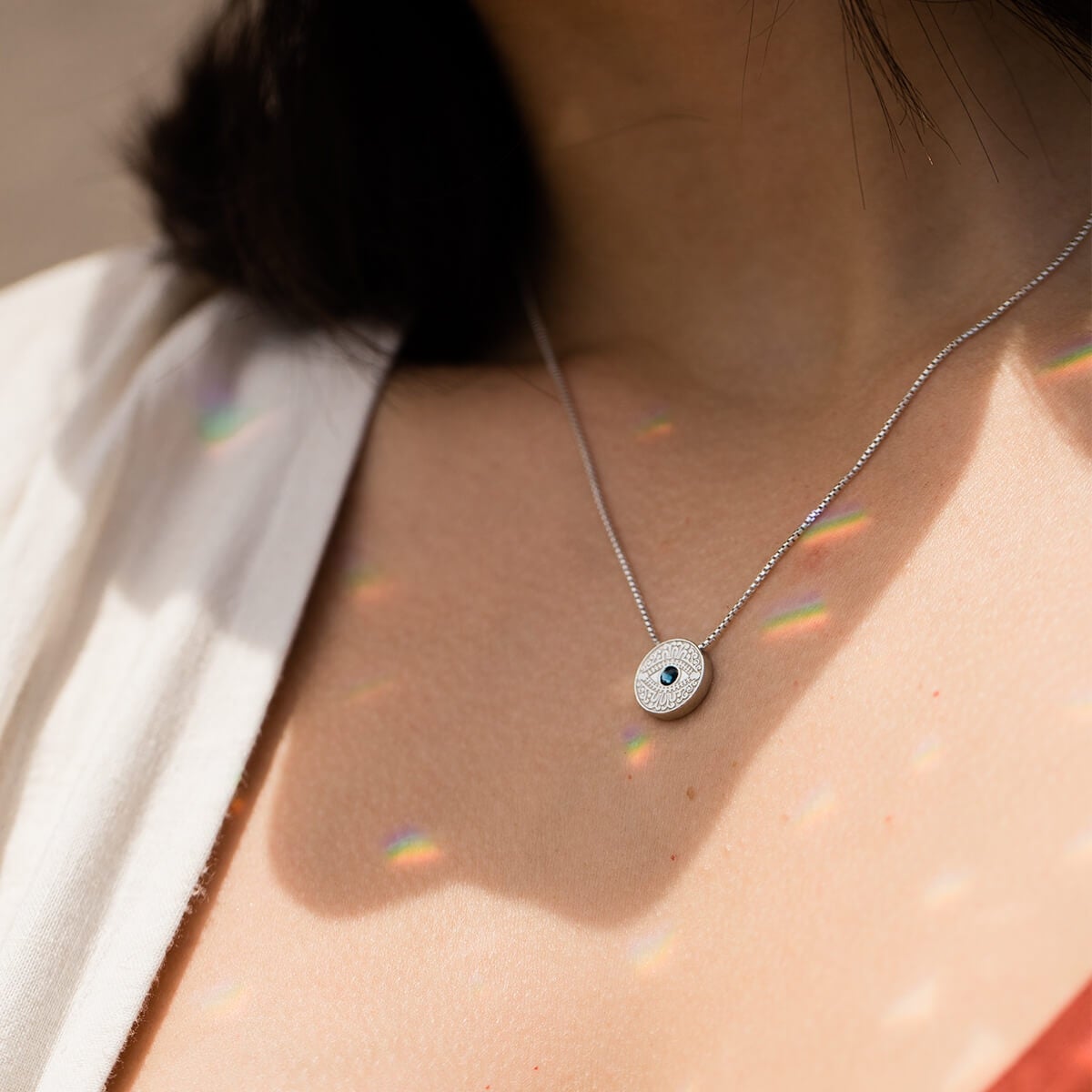 Evil Eye Crystal Charm Necklace