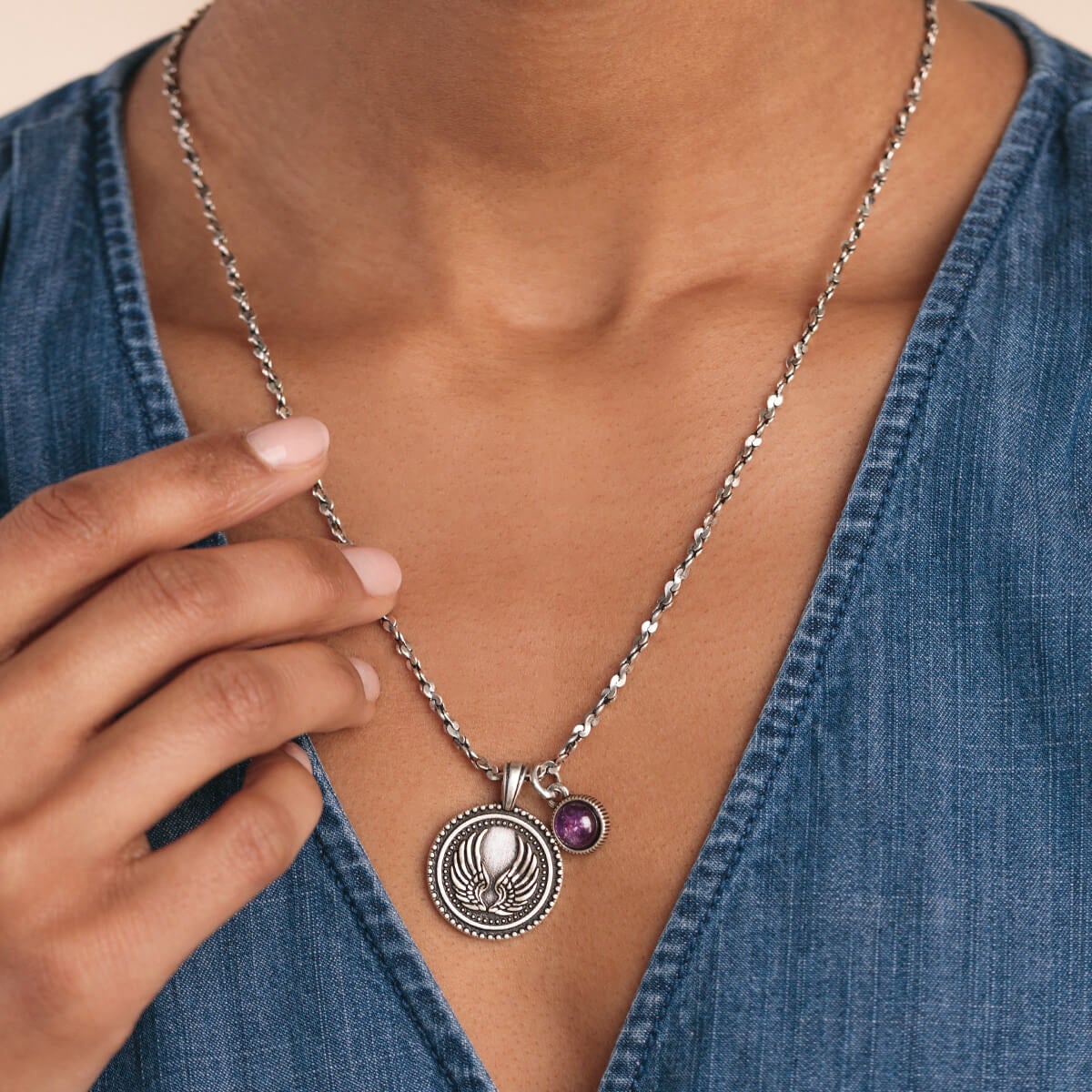 Guardian Angel Duo Charm Necklace