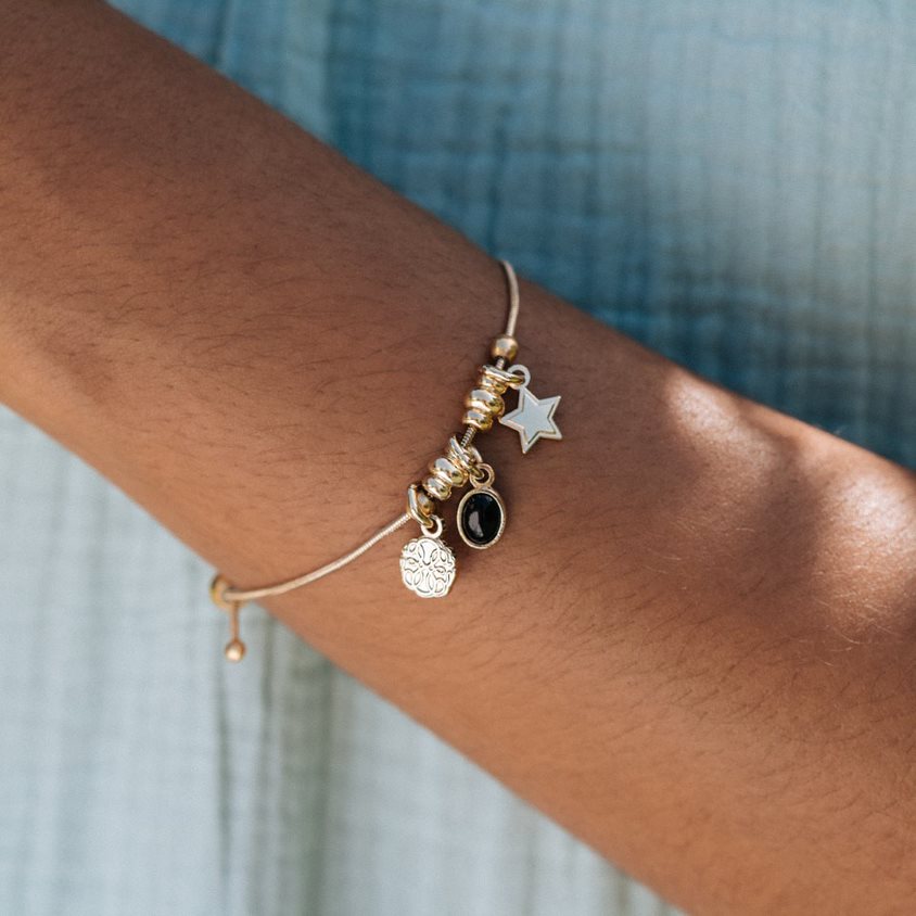 Path of Life® + Onyx Gemstone Multi-Charm Bracelet