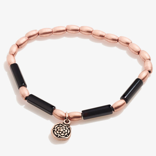 New Beginnings Charm + Onyx Stretch Bracelet