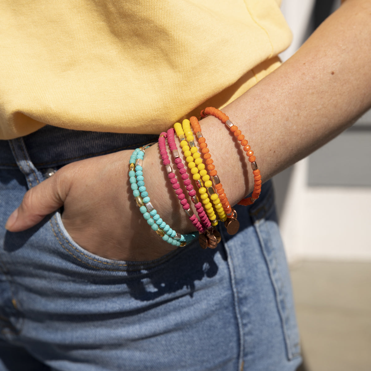 Yellow Balance Beaded Bangle