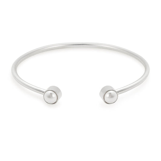 Crystal Pearls Thin Cuff Bracelet