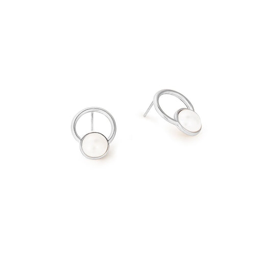 Circle Earrings Crystal Pearls